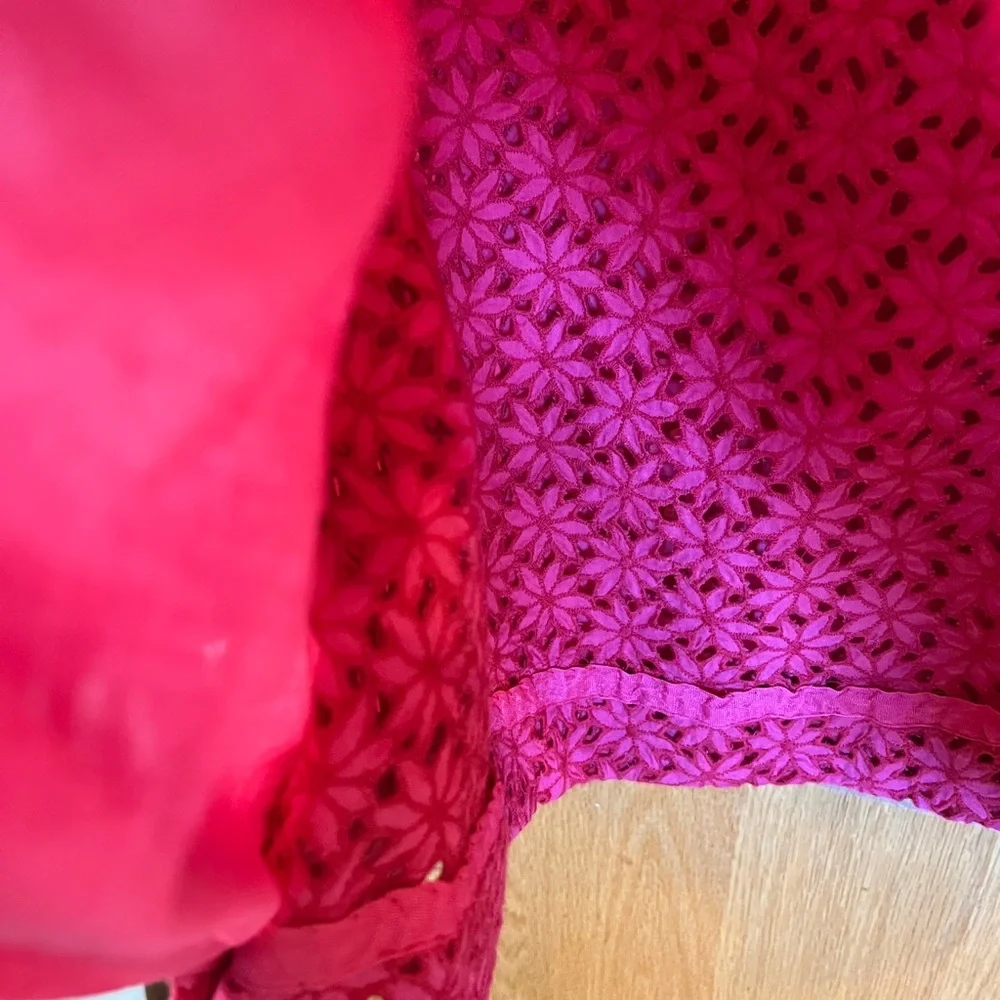Ann Taylor Vibrant Pink Floral Pencil Skirt cut floral lace, vintage, excellent - Picture 10 of 15